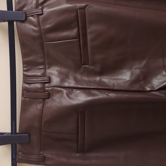 NASTY GAL Premium Faux Leather High Waisted Trouser in Chocolate Brown - Picture 10 of 15